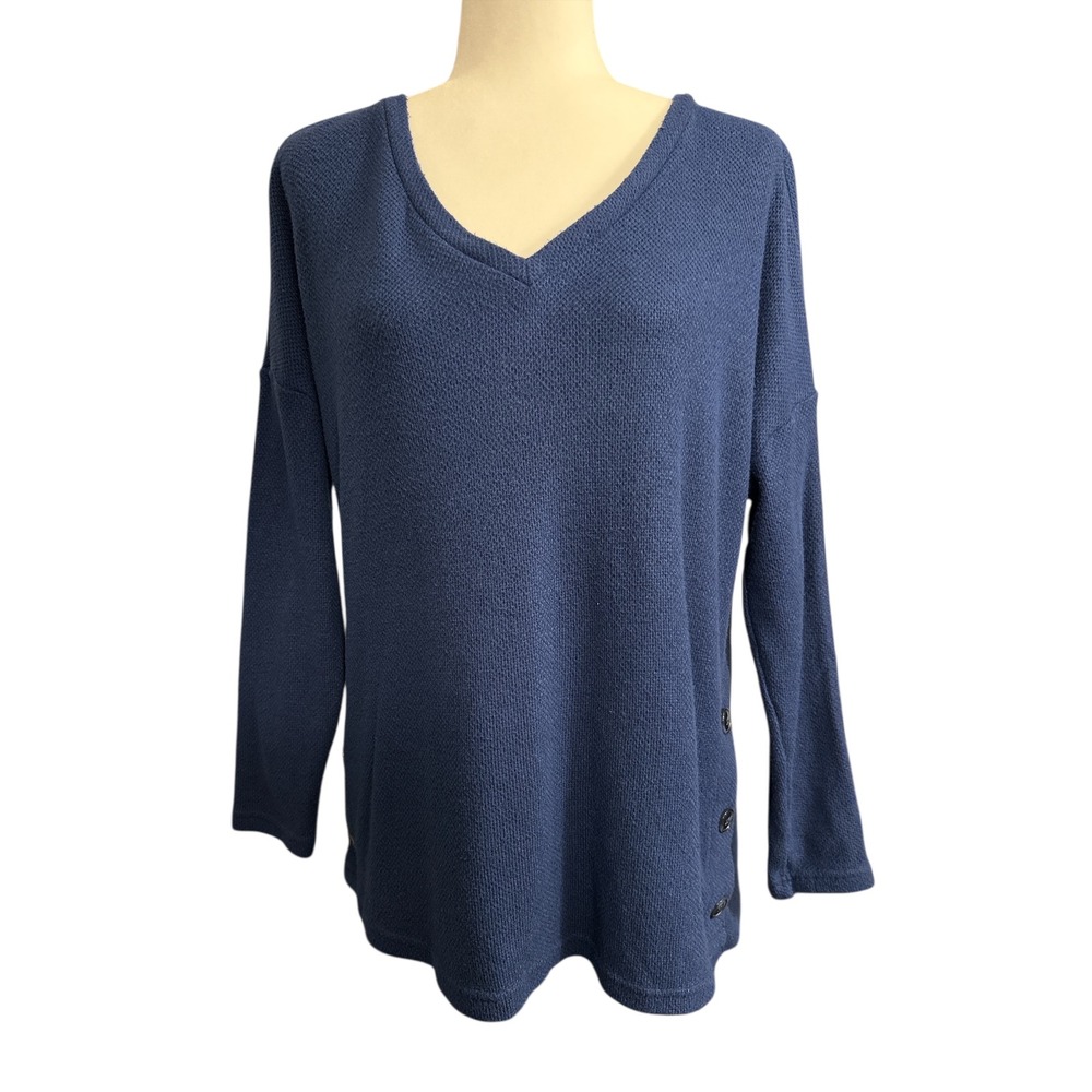 Tribal Women's Oversized Sweater Navy Blue V-Neck Long Sleeve Size‎ Medium